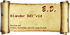 Blander Dávid névjegykártya